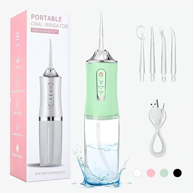 Water Flosser Portable Oral Irrigator with 3 Modes, 4 Jet Tips, Cordless Rechargeable