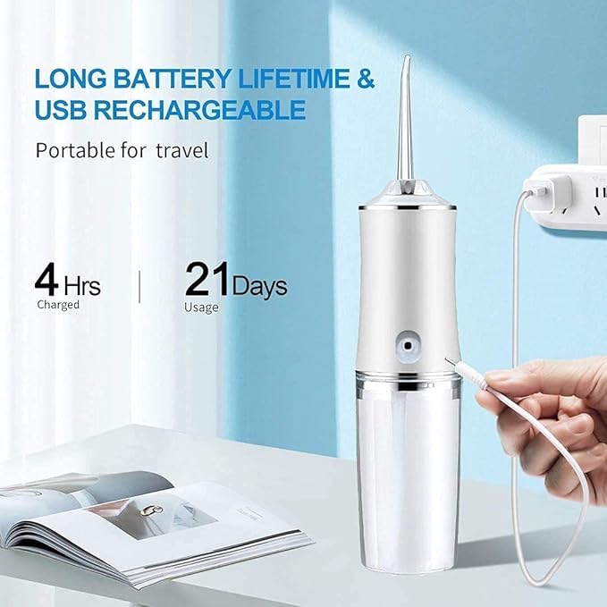 Water Flosser Portable Oral Irrigator with 3 Modes, 4 Jet Tips, Cordless Rechargeable